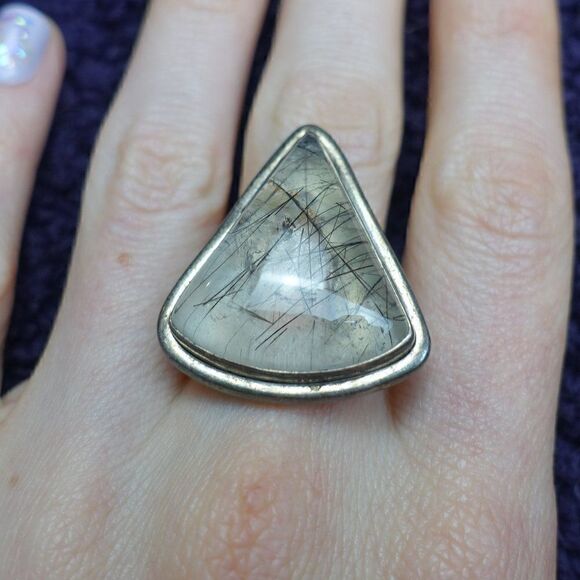 ritulated/tourmalated quartz in sterling silver - Picture 2 of 5